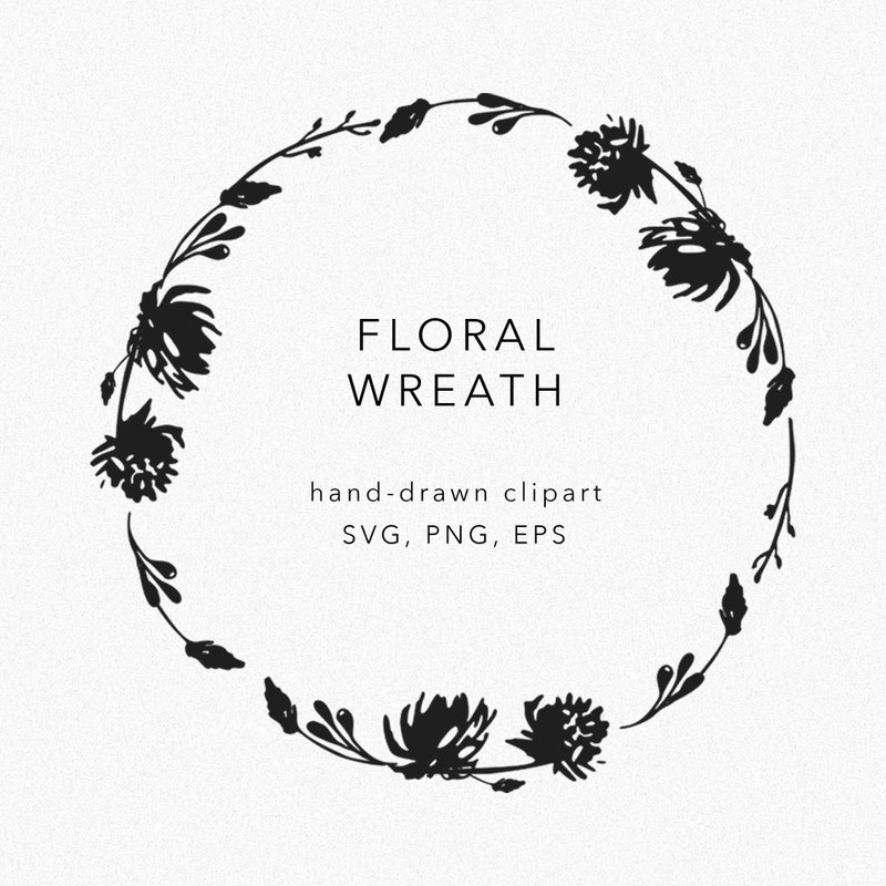 Floral wreath with leaves and flowers, svg format, electronic file - 其他 - 其他材质 