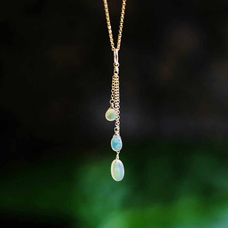 Ethiopian Opal Three Drop Necklace Nymph - 项链 - 宝石 透明