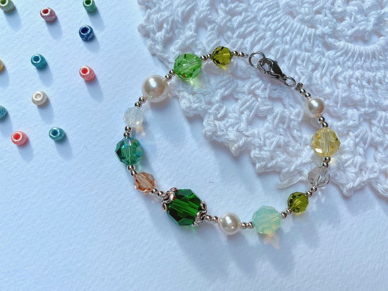 迷之作-森林系手串水晶手链 - 手链/手环 - 水晶 绿色