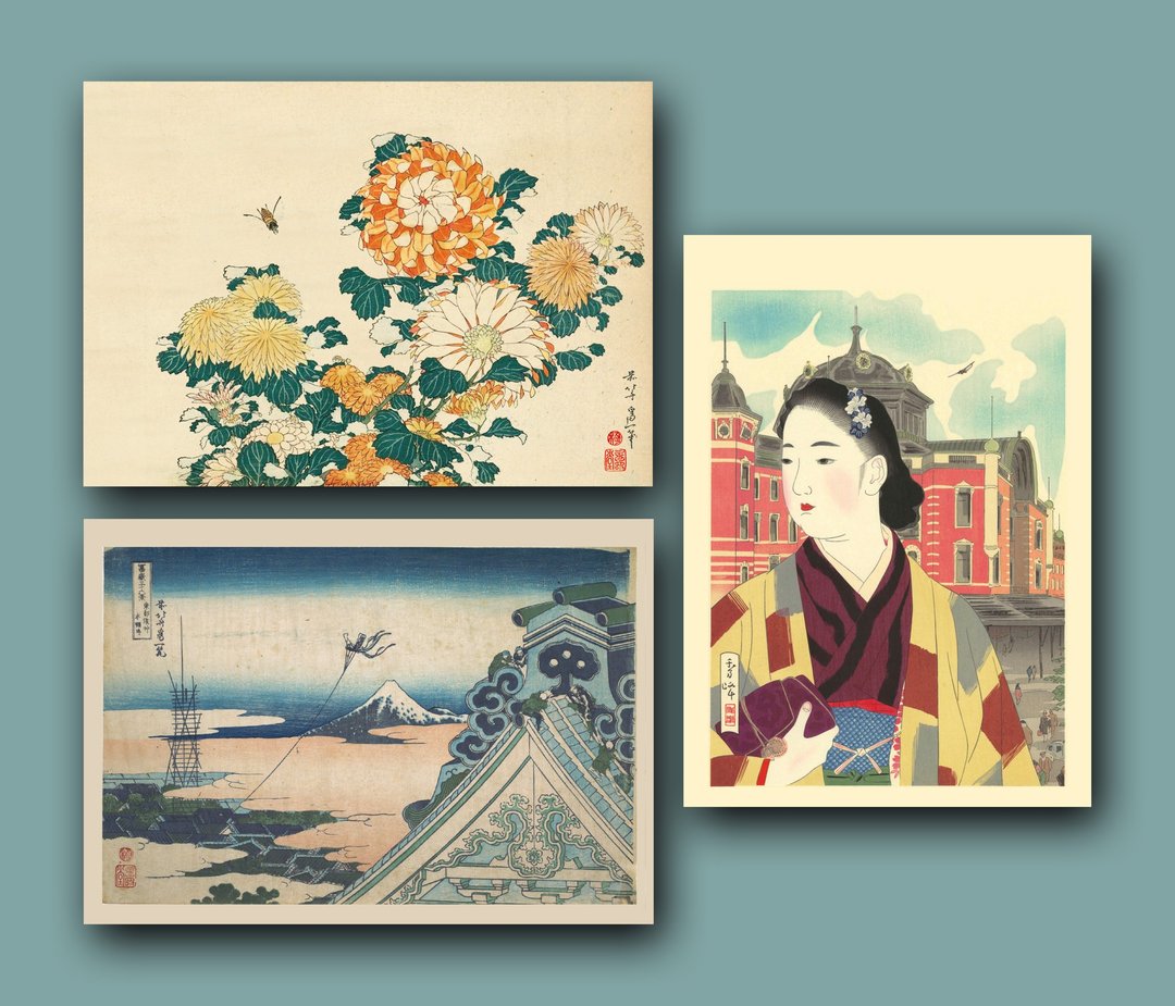 浮世绘明信片 - 卡片/明信片 - 纸 蓝色