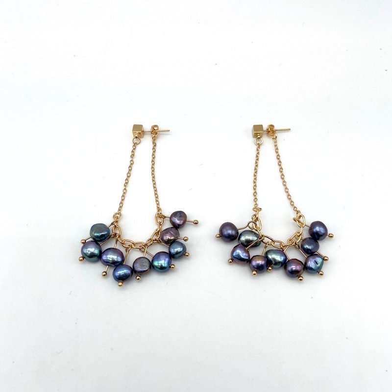 天然淡水珍珠14KGF耳环 不规则珍珠 小礼物 - 耳环/耳夹 - 珍珠 