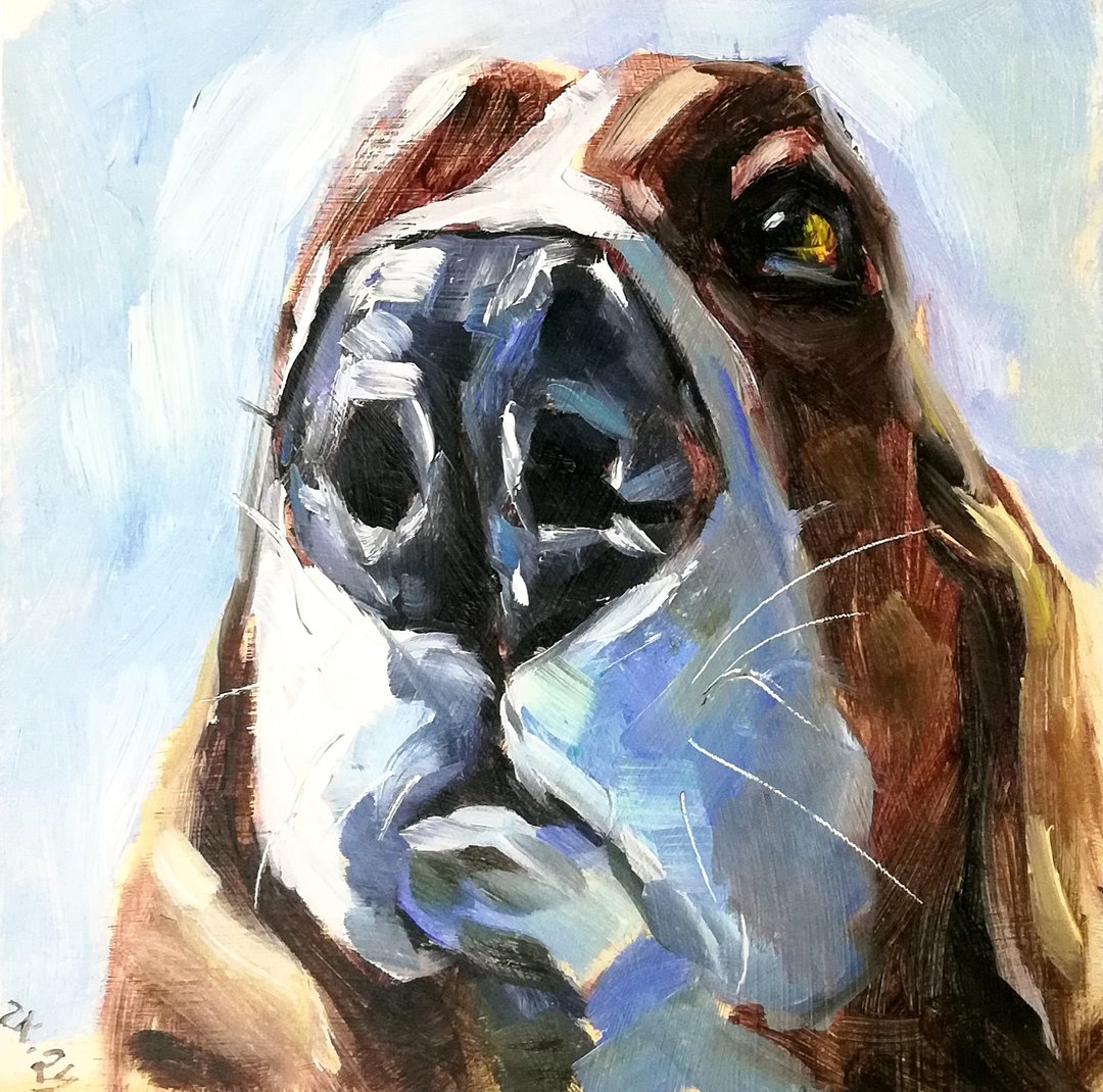 狗原创油画宠物肖像有趣的动物巴吉度猎犬定制 - 海报/装饰画/版画 - 其他材质 多色