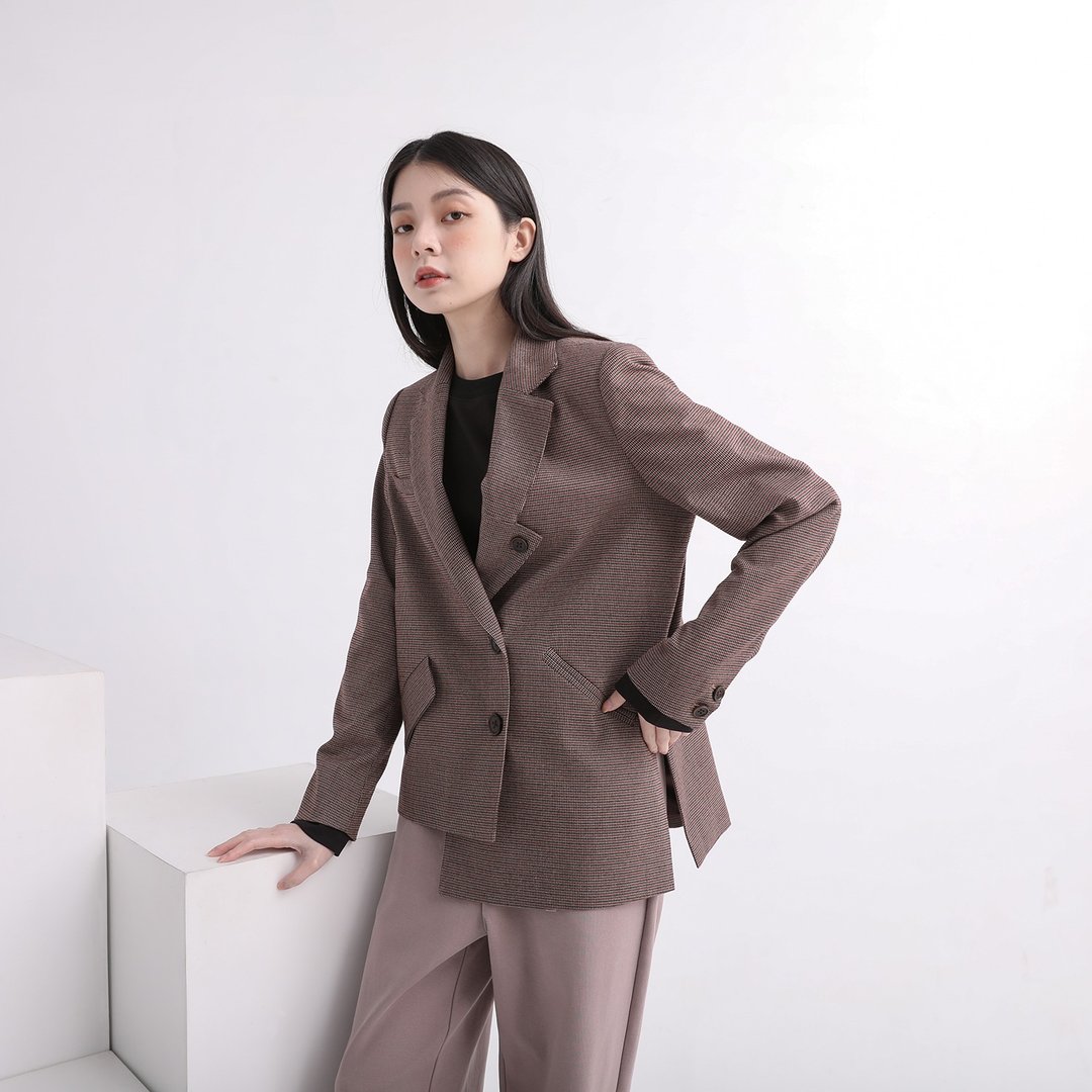 【经典联名】【环保永续】Guisu_归宿西装外套_CLO508_格纹毛料 - 女装西装外套/风衣 - 聚酯纤维 多色