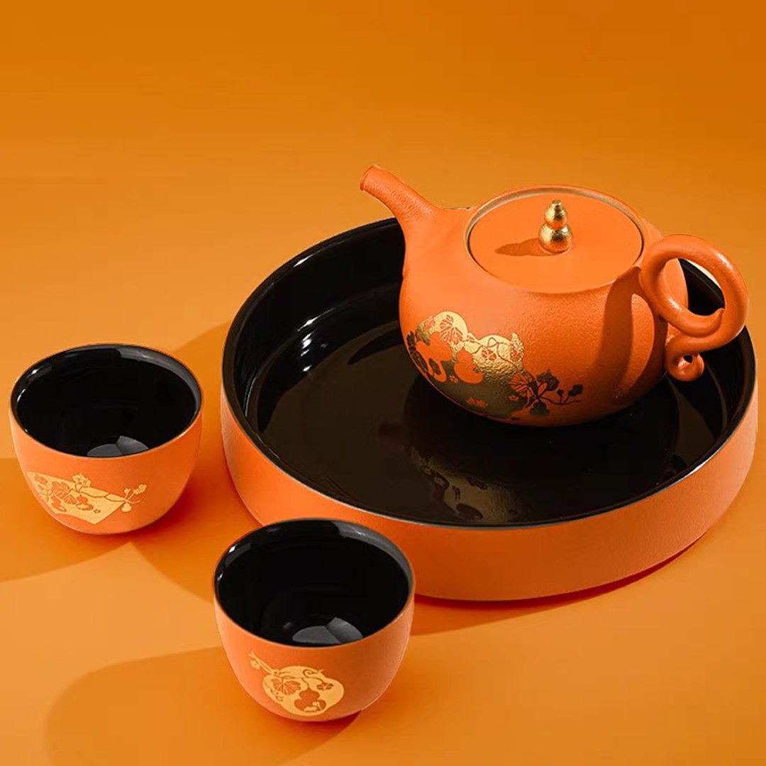 北京故宫博物院如意福禄茶具套装 一壶二杯一盘 - 茶具/茶杯 - 陶 