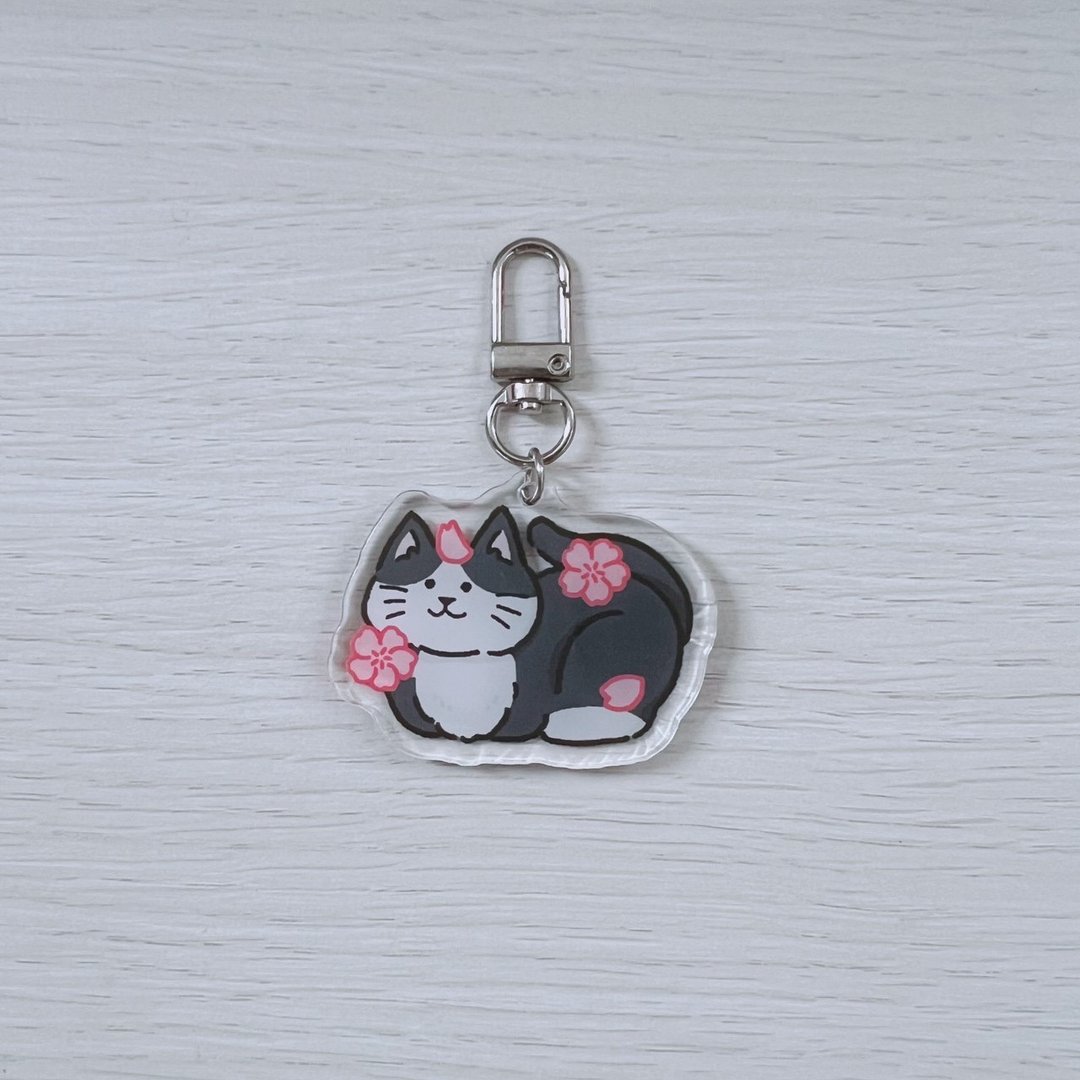 奔驰樱花猫猫吊饰 - 钥匙链/钥匙包 - 其他材质 透明