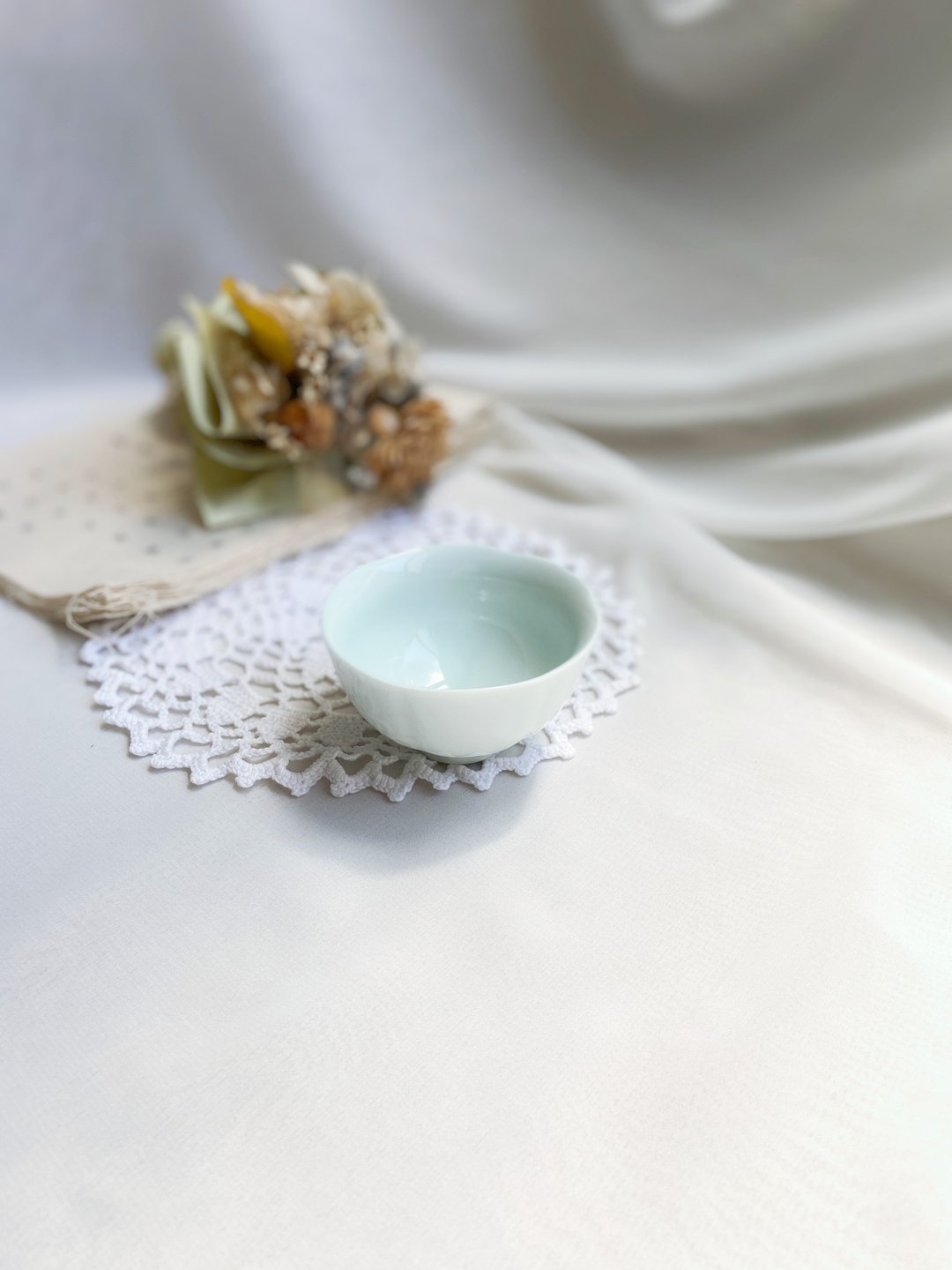 【好日恋物】日本带回日本制酒井青瓷花边小茶杯 - 茶具/茶杯 - 陶 多色