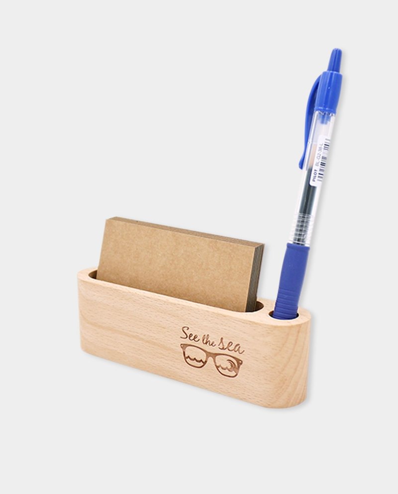 【小盒子】【定制】木制凹槽名片座M(店家专用QR cord) - 文件夹/资料夹 - 木头 橘色