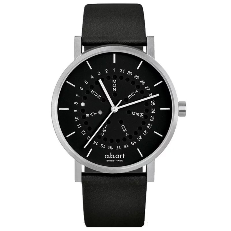 a.b.art  O系列经典日期星期圆盘跳点腕表-黑 O502 - 男表/中性表 - 不锈钢 黑色