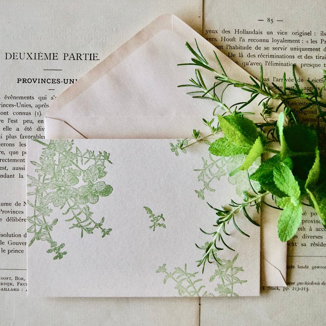 【Large Greeting Card】Mint, Thyme, Rosemary / 1 Card + 1 Envelope / Letterpress - 卡片/明信片 - 纸 绿色