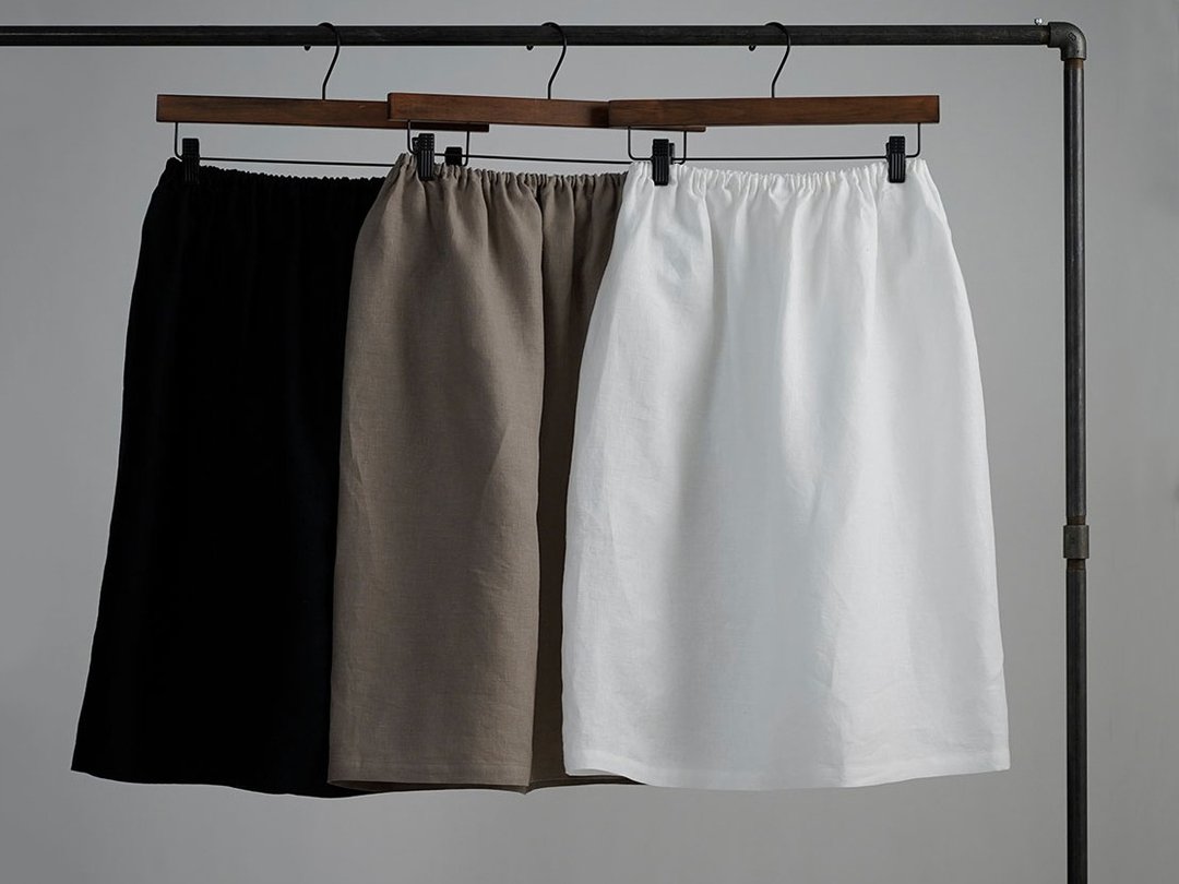 Knee-length --wafu --Ama Sako Lightweight Linen Petticoat-Skirt / p002b - 裙子 - 棉 白色