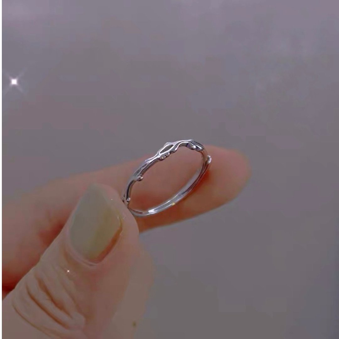 925纯银 造型树枝戒指 纯银戒指 开放式戒指情人节 - 戒指 - 纯银 银色