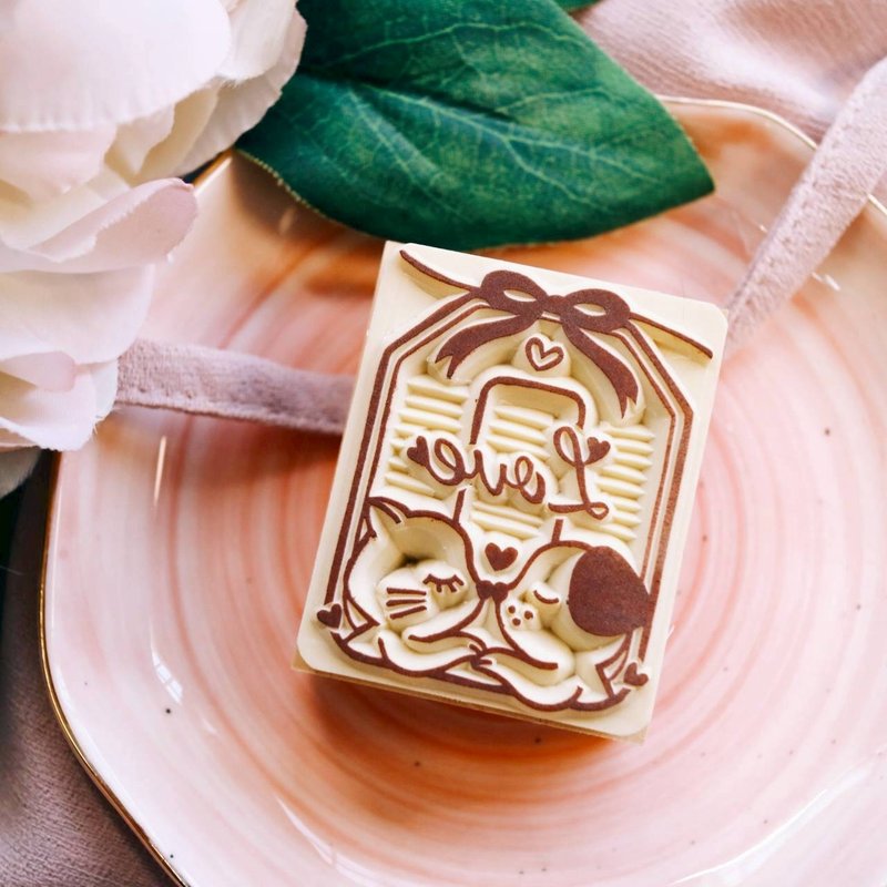 手工橡皮章 - 恋爱相守符 情侣纪念章 4X5cm (可定制文字) - 印章/印台 - 橡胶 绿色