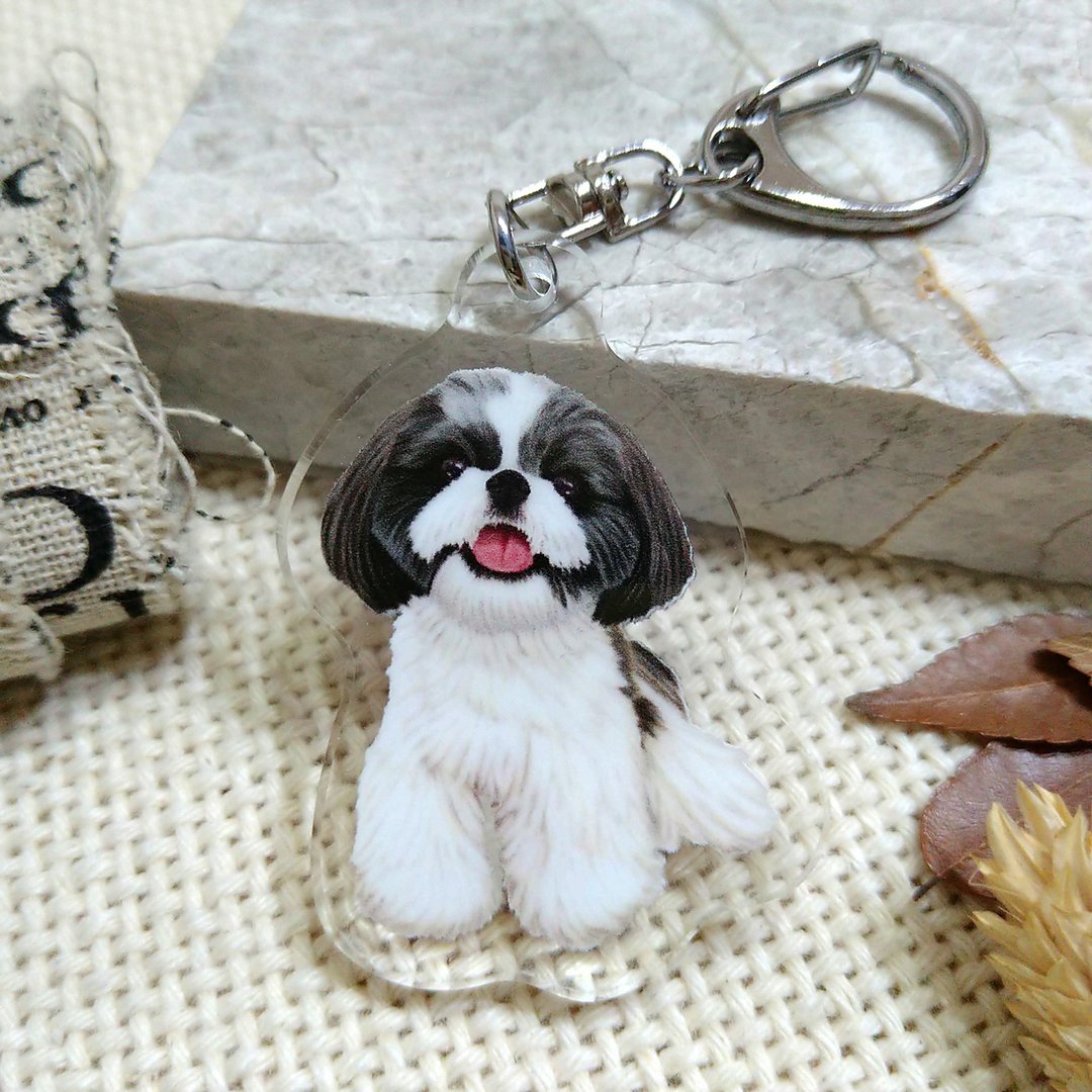 西施犬-Olga-压克力吊饰(钥匙圈)-双面图案-新厂商 - 钥匙链/钥匙包 - 压克力 