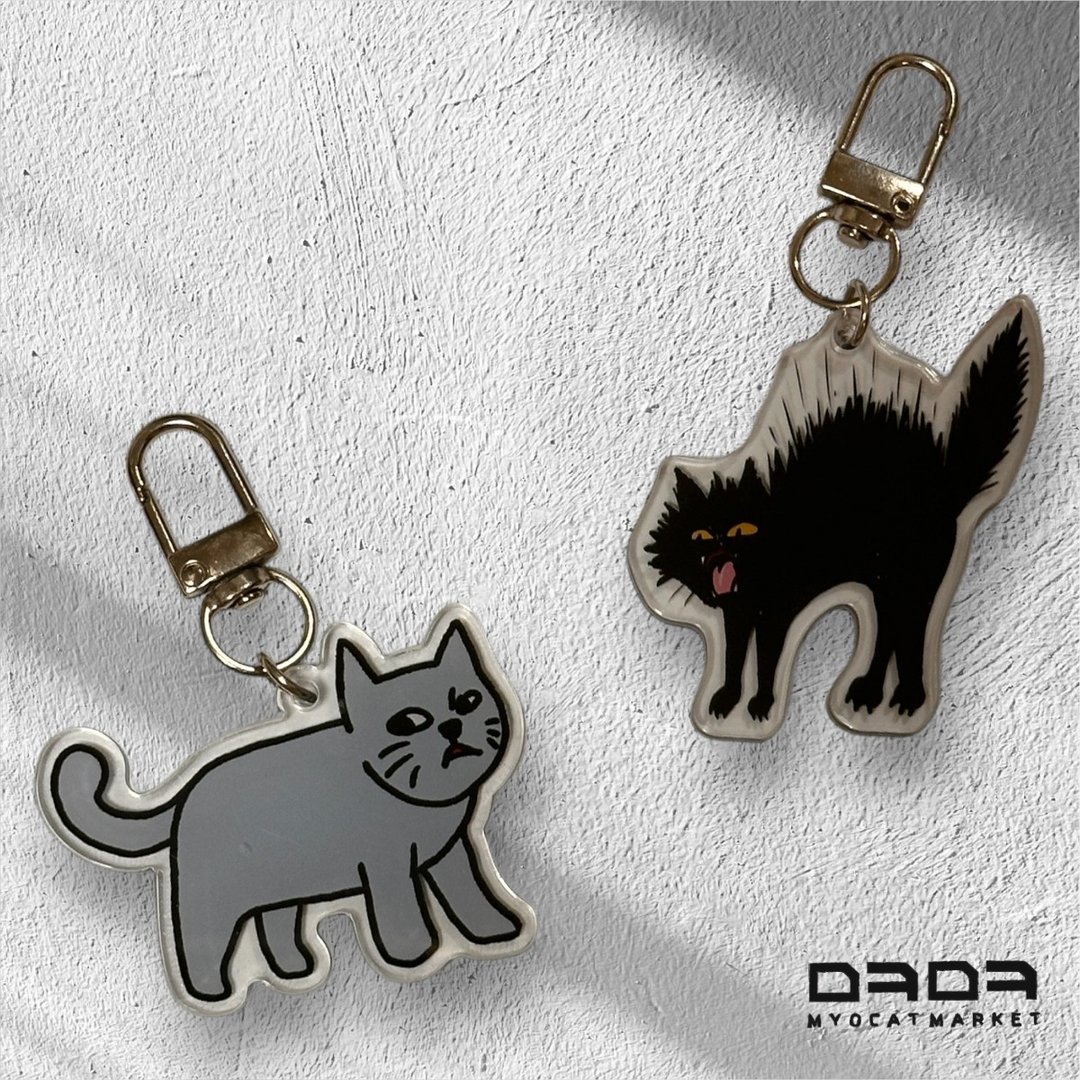 呃 猫 & 惊吓猫 压克力钥匙圈 - 钥匙链/钥匙包 - 其他材质 黑色