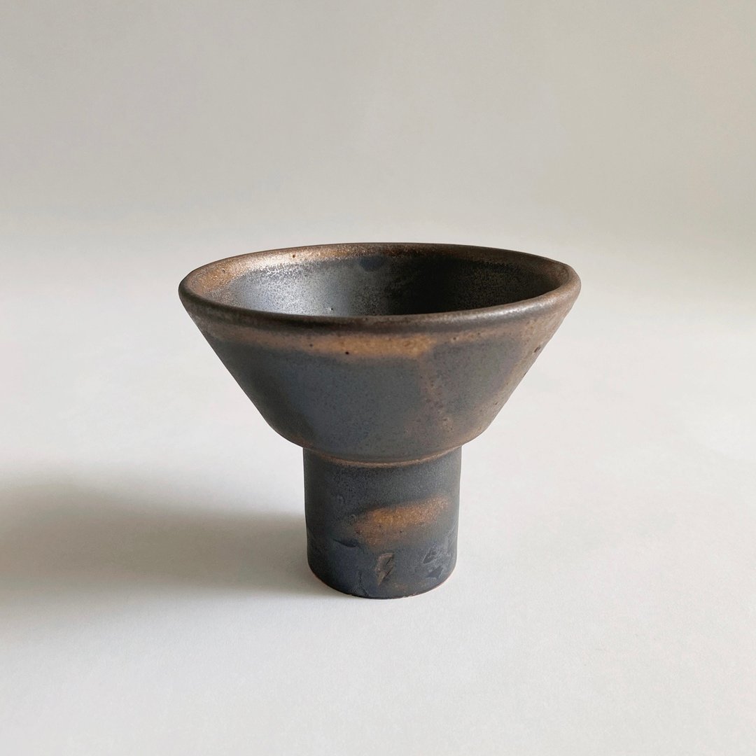 黑金高脚宽口钵2号 - 花瓶/陶器 - 陶 金色