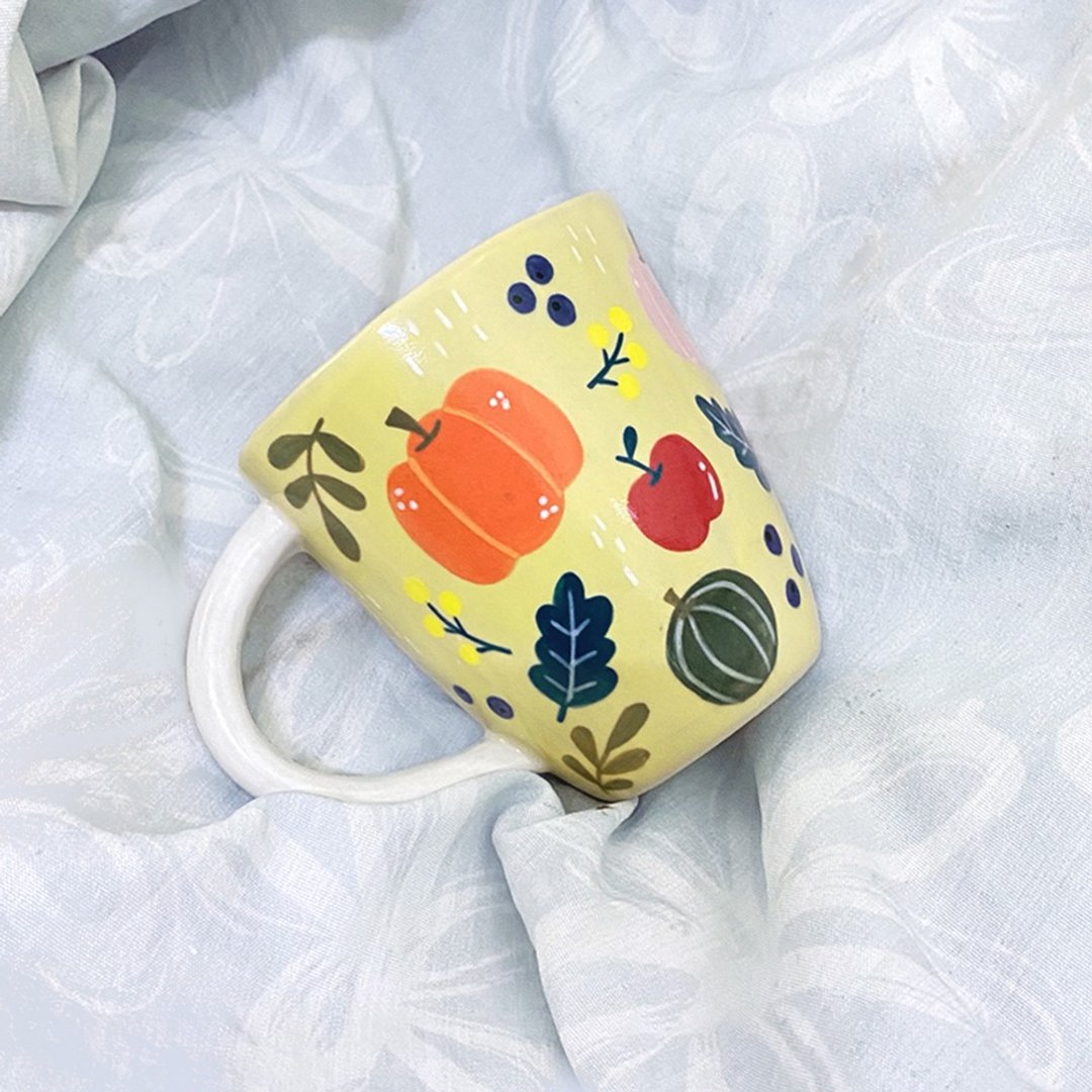 HAND-MADE Lovely warmy pumkin pumkin Mug - 咖啡杯/马克杯 - 陶 