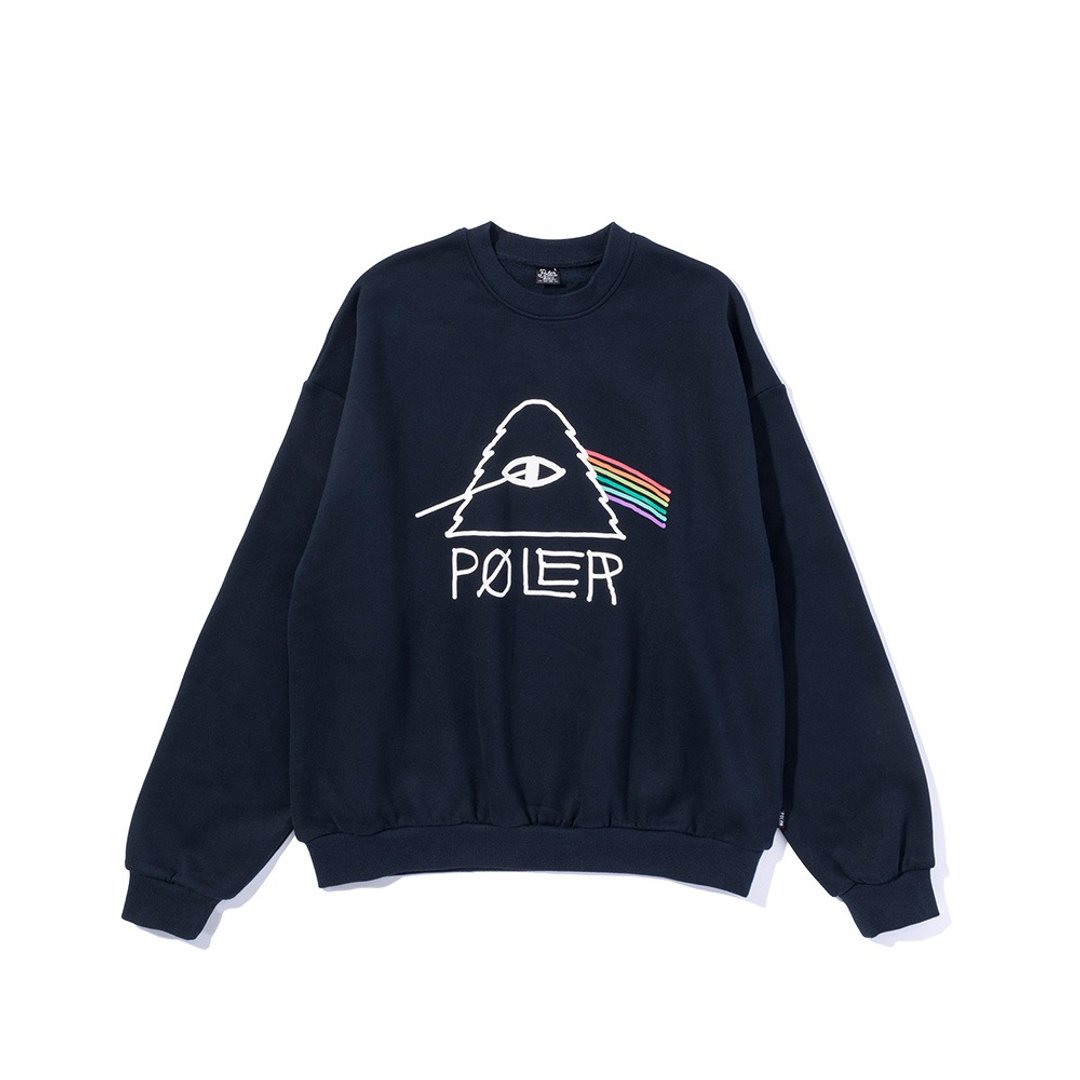 日本限定 POLER PSYCHEDELIC CREW 山型眼彩虹经典大学T / 蓝 - 中性连帽卫衣/T 恤 - 其他材质 蓝色