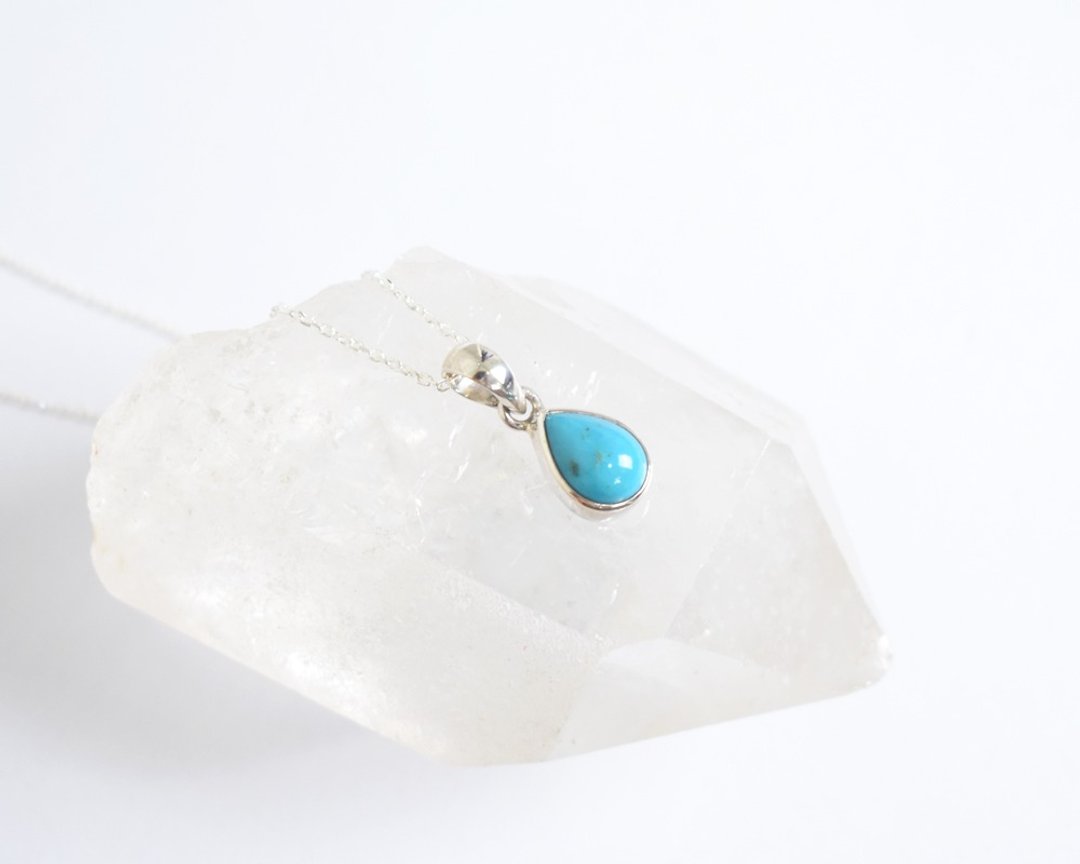 Simple turquoise Silver necklace - 项链 - 石头 蓝色