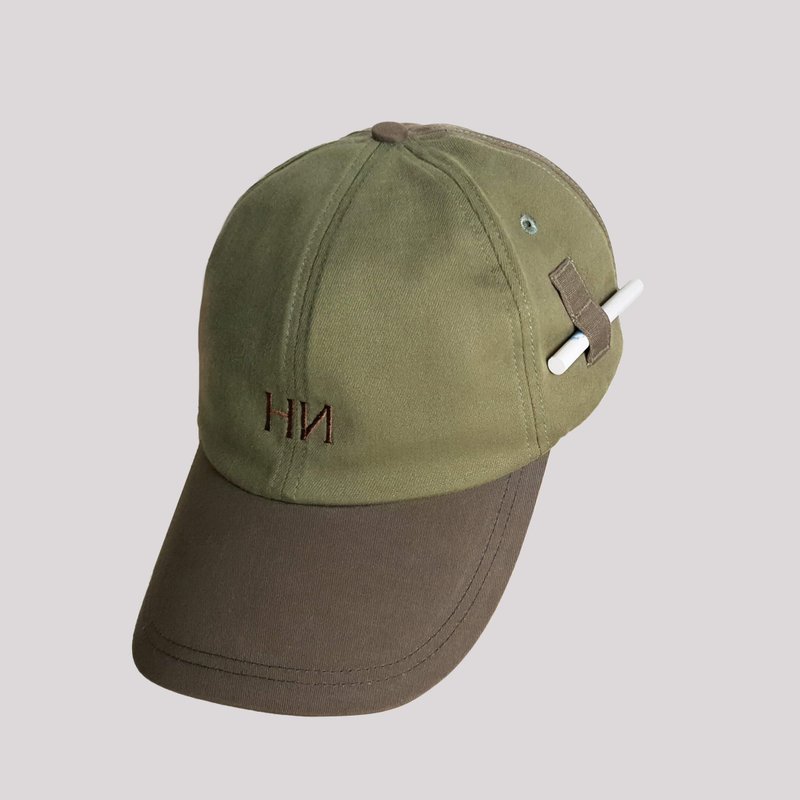 Pull String Baseball Cap军绿工装菸夹拉绳调节棒球帽 - 帽子 - 棉．麻 
