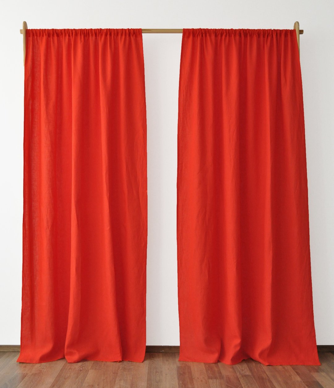Bright orange regular and blackout linen curtains / Custom curtains / 2 panels - 门帘/门牌 - 亚麻 橘色
