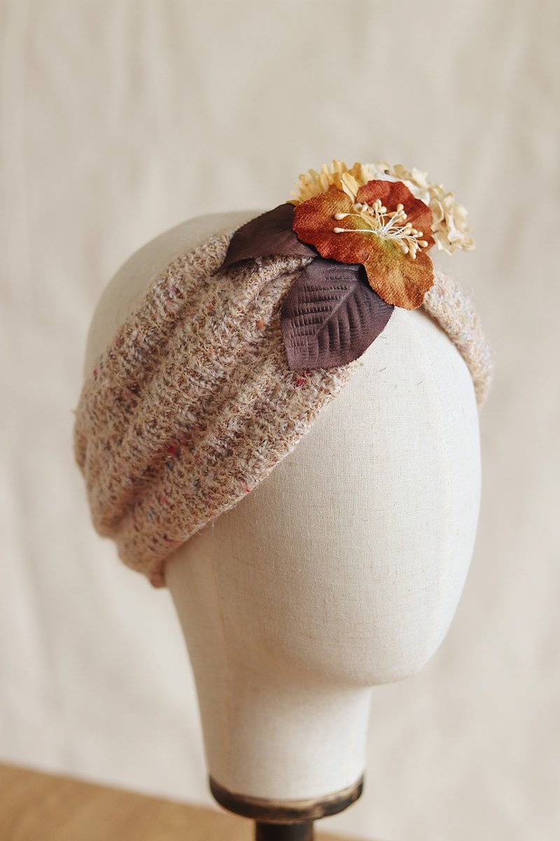 手作温柔毛线花朵发带 头带 - 发带/发箍 - 其他材质 