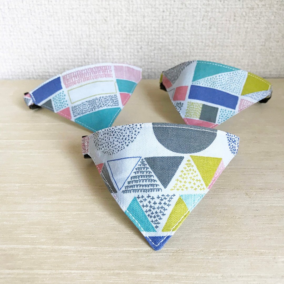 [Triangle Pattern] Bandana Style Safety Collar for Cats Safety Collar Cat Collar - 项圈/牵绳 - 棉 蓝色