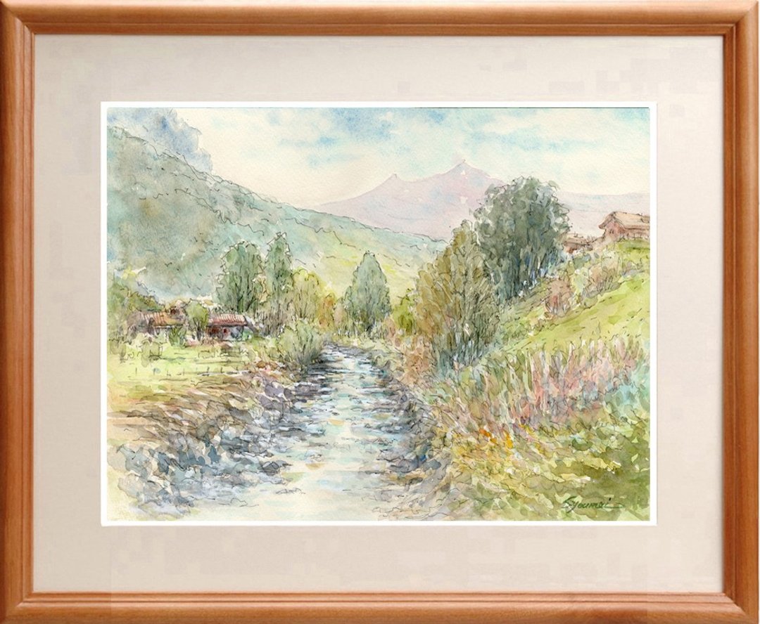 水彩画原画 阿尔卑斯山麓・格林德瓦 - 海报/装饰画/版画 - 纸 绿色