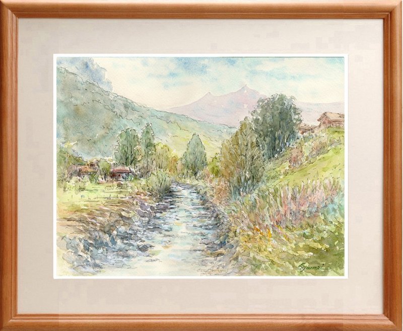 水彩画原画 阿尔卑斯山麓・格林德瓦 - 海报/装饰画/版画 - 纸 绿色
