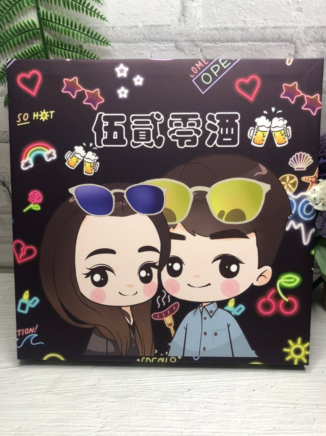 手绘Q版无框画 开店贺志礼物 店内摆饰 纪念礼物 大头宝宝绘师 - 摆饰 - 其他材质 咖啡色
