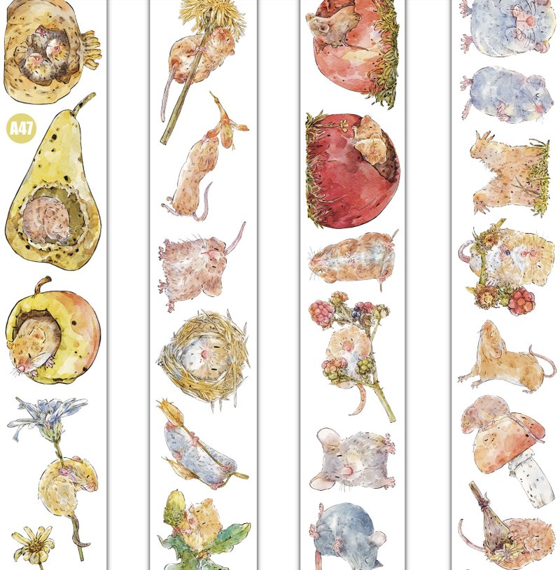 吱吱 畑のチューたち やさい日和 PET 和紙膠帶 (kiss-cut) - 纸胶带 - 其他材质 多色