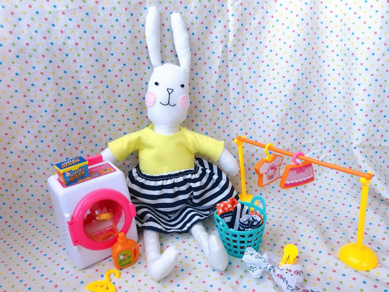 Handmade doll : long leg rabbit doll 03 - 玩偶/公仔 - 棉．麻 黄色