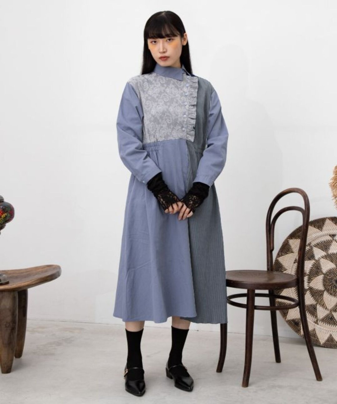 【热门预购】蒙族风异素材拼接不对称洋装 (3色) CAA-6101 - 洋装/连衣裙 - 棉．麻 
