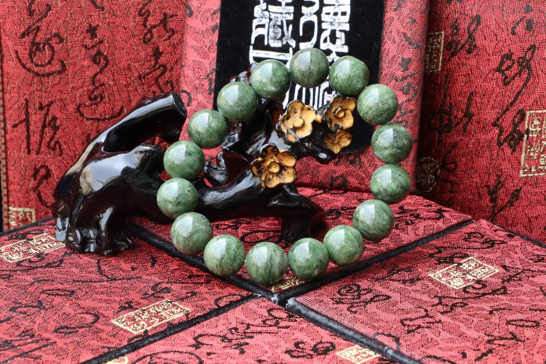 原矿天然绿黝帘石手珠 14mm 手串 手链 饰品 化设计 母亲节礼物 - 手链/手环 - 半宝石 