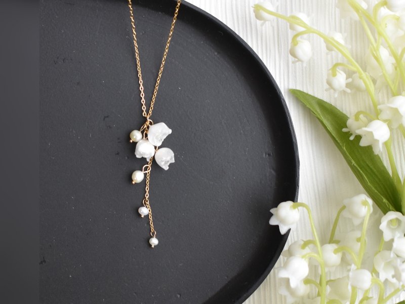 真铃兰 × 淡水珍珠 项链 - 项链 - 其他材质 白色