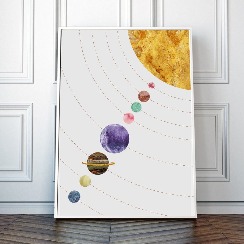 天文学教育海报，太阳系艺术印刷品，适合儿童房 - 墙贴/壁贴 - 纸 