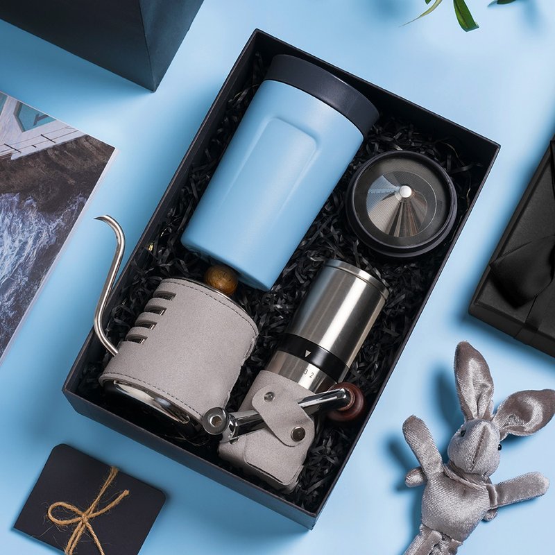 【2022 独家礼盒】360度出水保温杯连滤网 手动咖啡磨 咖啡壶 - 咖啡壶/周边 - 不锈钢 多色