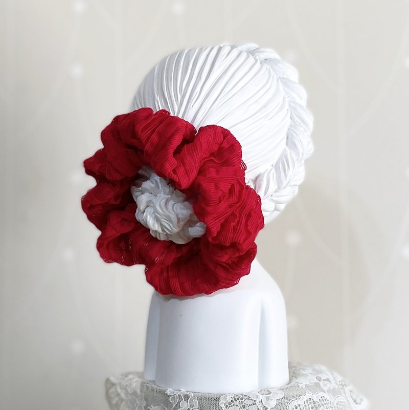 大肠发圈/大红色立体皱褶大肠圈 发圈 发束 发绳 发饰 - 发饰 - 其他材质 红色