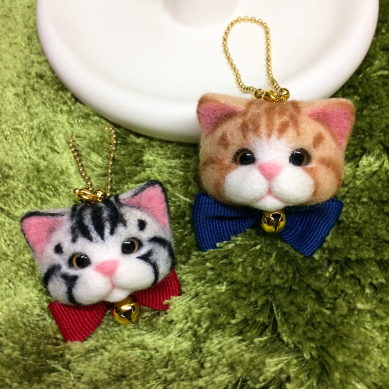 小猫头挂饰 - 钥匙链/钥匙包 - 羊毛 