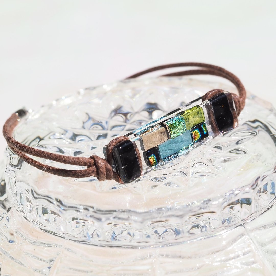 Japanese-style glass (Haikara [excellent]) bracelet/anklet [Length and metal free choice] [Made-to-order] - 手链/手环 - 玻璃 黑色
