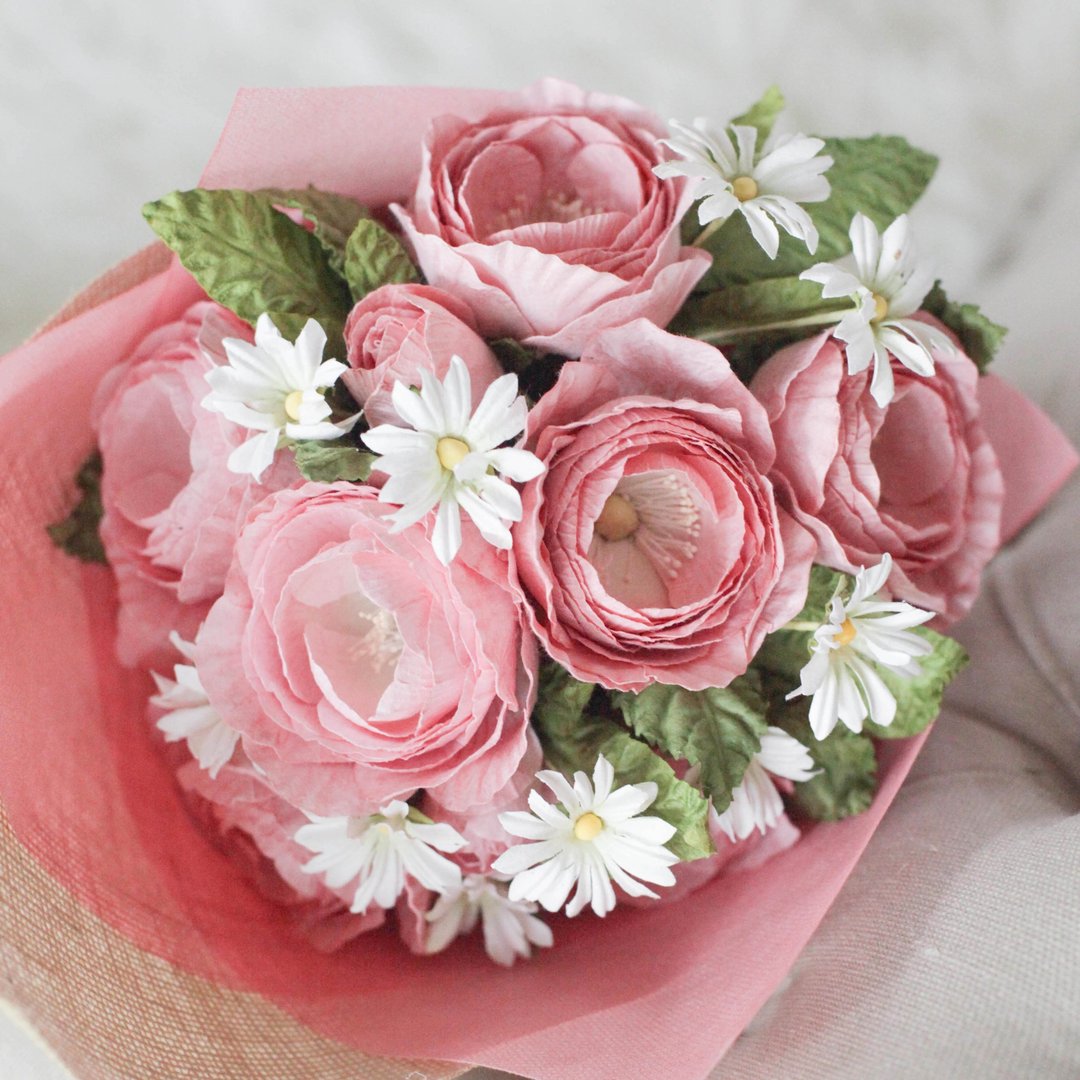 Queen Rose Casual Valentine - Pink and Daisy - 木工/竹艺/纸艺 - 纸 粉红色