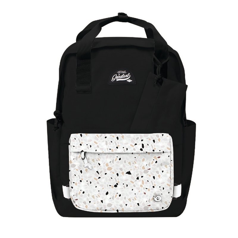 Grinstant混搭可拆组式15.6寸后背包 - 黑白系列 (黑色配碎石) - 后背包/双肩包 - 聚酯纤维 黑色