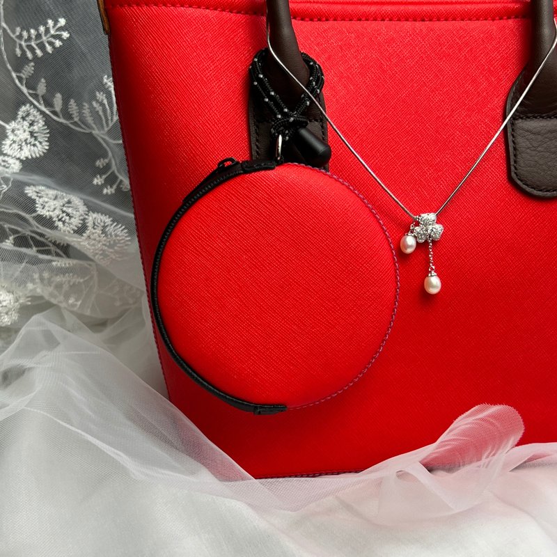 防水圆形零钱包 耳机收纳包 附挂钩 多色可选 - 零钱包 - 防水材质 红色