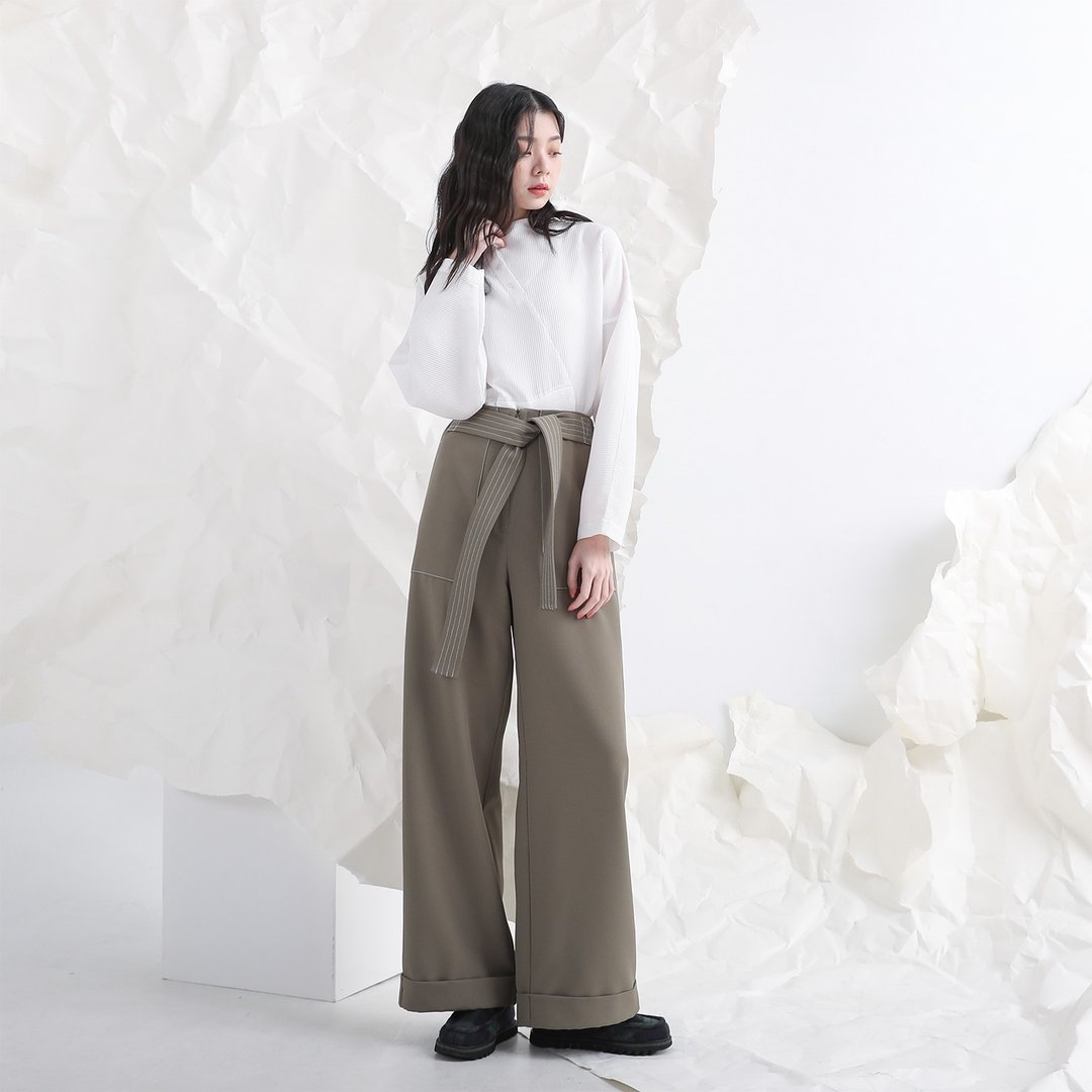 Ruchu_如初绑带长裤_21AF204_绿 - 女装长裤 - 聚酯纤维 绿色