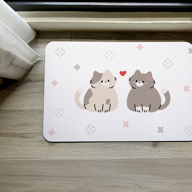 相爱猫猫 - 圆猫猫系列  - 硅藻土地垫(硬式) - 地垫/地毯 - 其他材质 