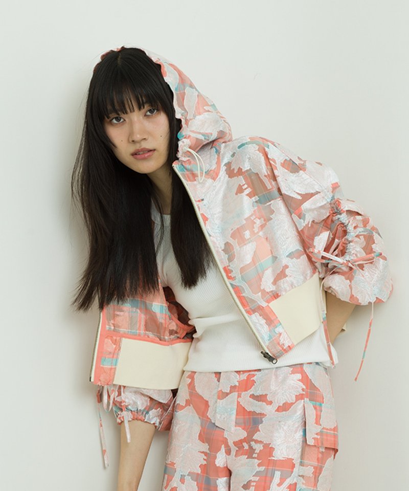 opal sheer check short blouson - 女装上衣 - 聚酯纤维 紫色