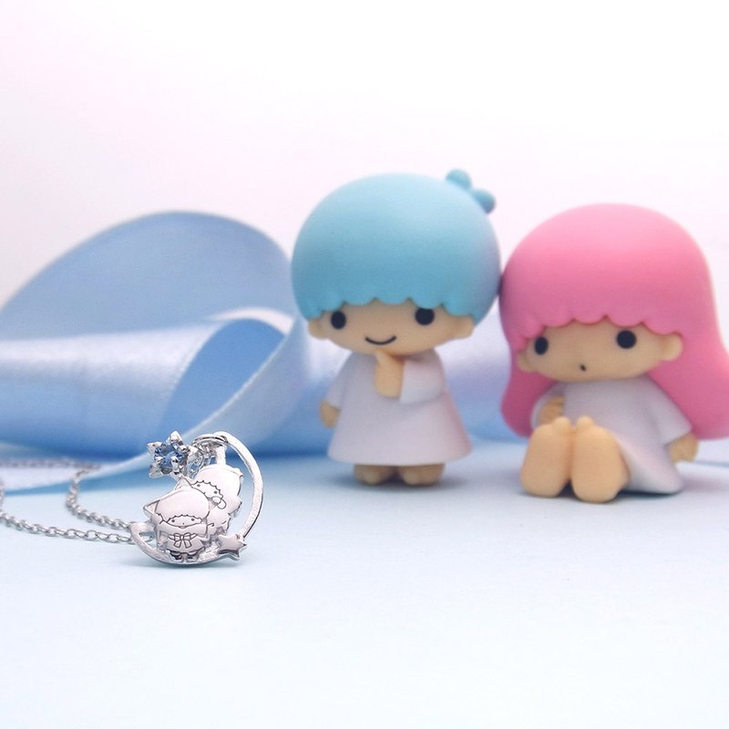 【定制化礼物】双子星许愿系列-KikiLala星月诞生石纯银项链 - 项链 - 纯银 多色