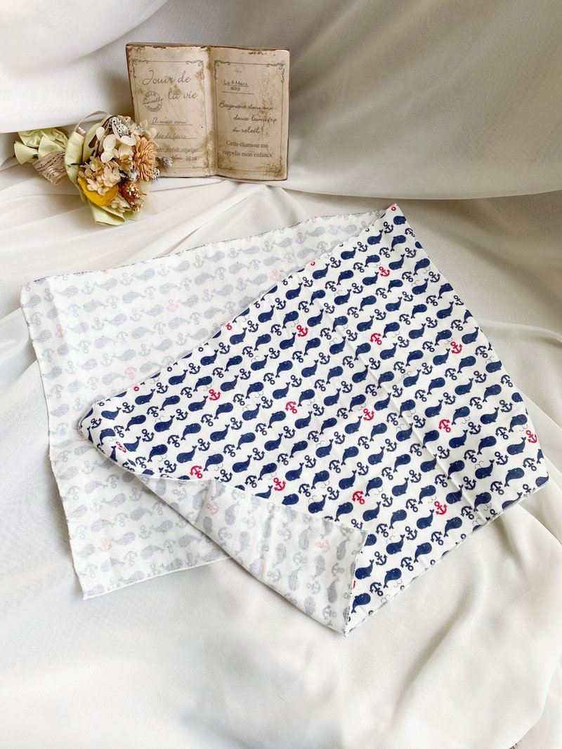 【好日手作】 日本制二重纱亲肤快干运动用长纱布巾毛巾 鲸鱼款 - 毛巾浴巾 - 棉．麻 多色