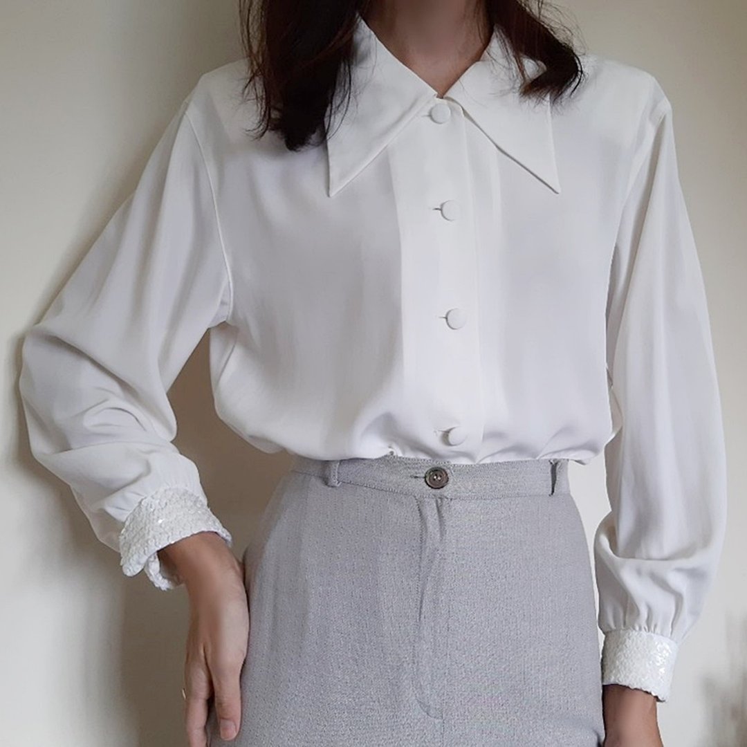 Vintage PACO RABANNE Cream Blouse - 女装上衣 - 聚酯纤维 