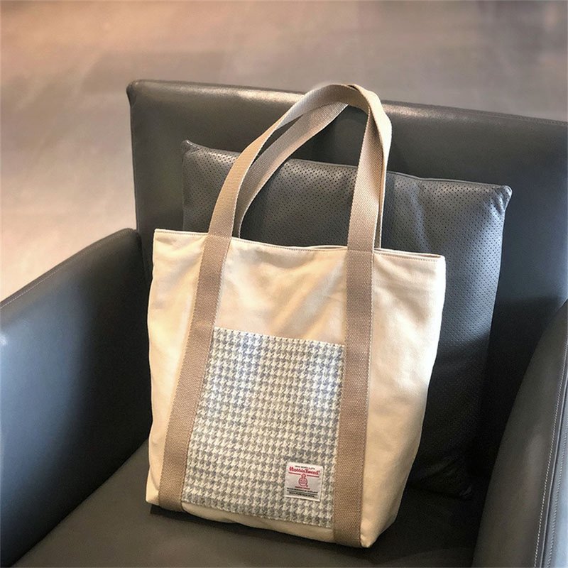 harris tweed粗花呢单肩帆布包定制夏季大容量日系文艺通勤帆布袋 - 手提包/手提袋 - 羊毛 