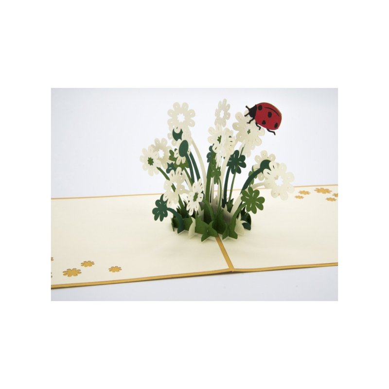 日本 Pop-up 纸雕3D立体卡片 白苜蓿与瓢虫 - 卡片/明信片 - 纸 